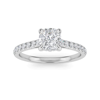 Cushion Cut Classic Pavé Engagement Ring 0.6 ct
