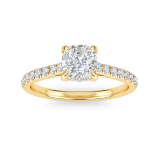 Cushion Cut Classic Pavé Engagement Ring 0.6 ct