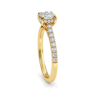 Cushion Cut Classic Pavé Engagement Ring 0.6 ct