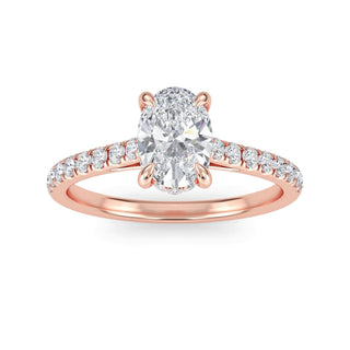 Oval Scallop Pavé Engagement Ring 1.0 ct