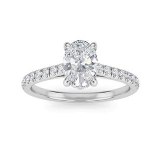 Oval Scallop Pavé Engagement Ring 1.0 ct