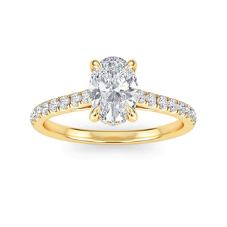 Oval Scallop Pavé Engagement Ring 1.0 ct