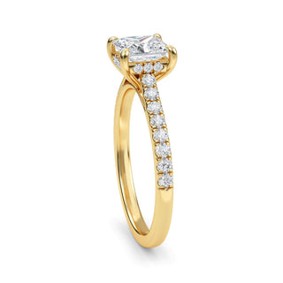 Princess Scallop Pavé Engagement Ring 1.0 ct
