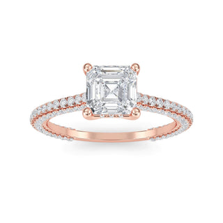 Asscher Cut Pavé Engagement Ring 1.0 ct
