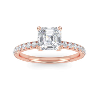 Asscher Cut Sleek Pavé Engagement Ring 1.0 ct