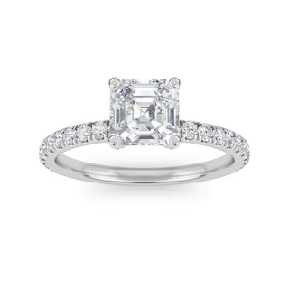 Asscher Cut Sleek Pavé Engagement Ring 1.0 ct