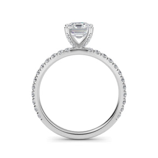 Asscher Cut Sleek Pavé Engagement Ring 1.0 ct