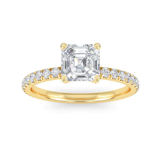 Asscher Cut Sleek Pavé Engagement Ring 1.0 ct