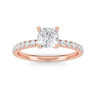 Cushion Cut Fine Pavé Engagement Ring 0.7 ct