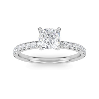 Cushion Cut Fine Pavé Engagement Ring 0.7 ct