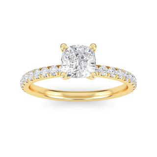 Cushion Cut Fine Pavé Engagement Ring 0.7 ct