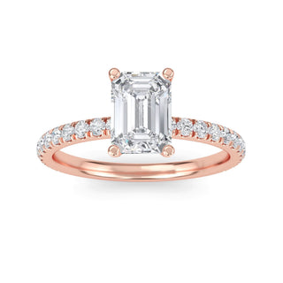 Emerald Elegant Refined Pavé Engagement Ring 1.0 ct