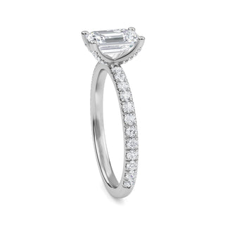 Emerald Elegant Refined Pavé Engagement Ring 1.0 ct
