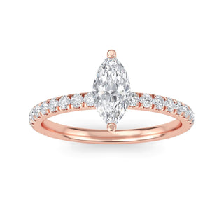 Marquise Cut Classic Pavé Engagement Ring 0.5 ct