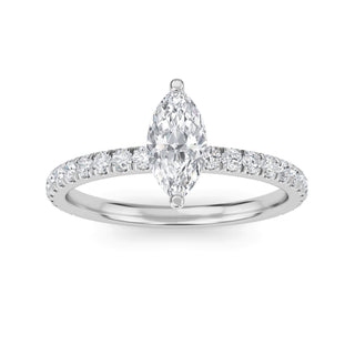 Marquise Cut Classic Pavé Engagement Ring 0.5 ct