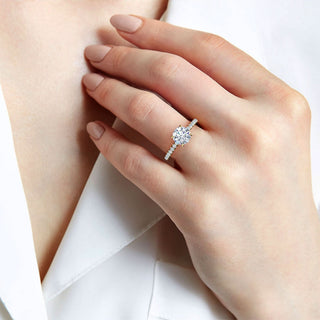 Radiant Four-Prong Sidestone Engagement Ring 1.0 ct