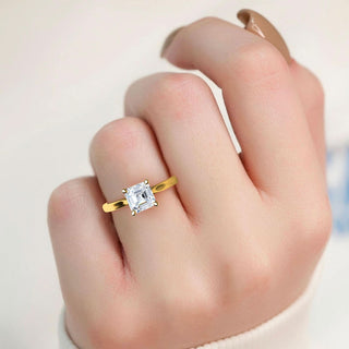 Asscher Cut Cathedral Solitaire Engagement Ring 1.0 ct