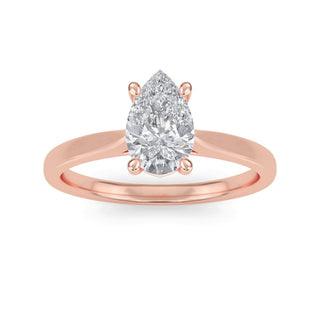 Pear Cut Cathedral Solitaire Engagement Ring 1.0 ct