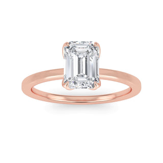 Emerald Cut Tulip Solitaire Engagement Ring 1.0 ct