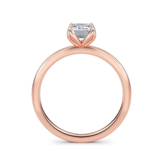 Emerald Cut Tulip Solitaire Engagement Ring 1.0 ct