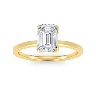 Emerald Cut Tulip Solitaire Engagement Ring 1.0 ct