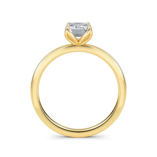 Emerald Cut Tulip Solitaire Engagement Ring 1.0 ct