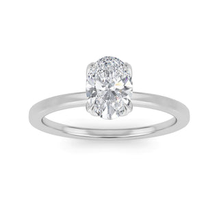 Oval Cut Tulip Basket Solitaire Engagement Ring 1.0 ct