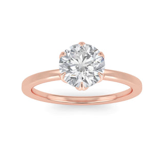Round Cut Lotus Solitaire Engagement Ring 1.0 ct