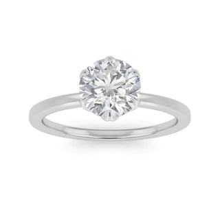 Round Cut Lotus Solitaire Engagement Ring 1.0 ct