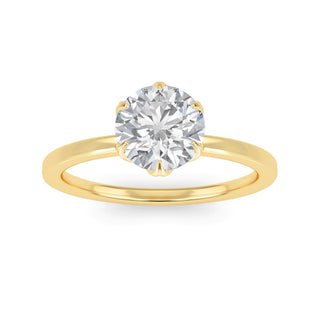 Round Cut Lotus Solitaire Engagement Ring 1.0 ct