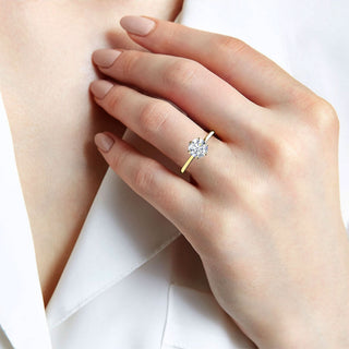 Round Cut Lotus Solitaire Engagement Ring 1.0 ct