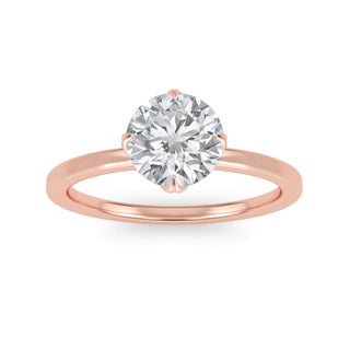 Round Cut Lotus Cathedral Solitaire Engagement Ring 1.0 ct