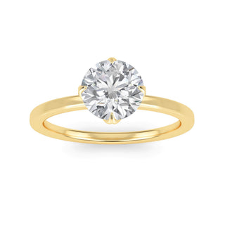 Round Cut Lotus Cathedral Solitaire Engagement Ring 1.0 ct