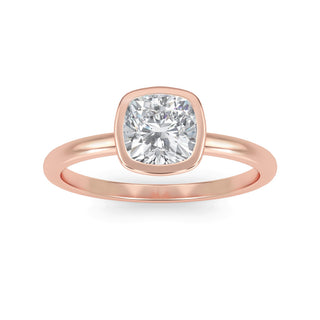 Cushion Cut Bezel Solitaire Engagement Ring 1.0 ct