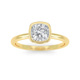Cushion Cut Bezel Solitaire Engagement Ring 1.0 ct