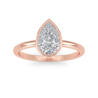Pear Cut Modern Bezel Solitaire Engagement Ring 1.5 ct