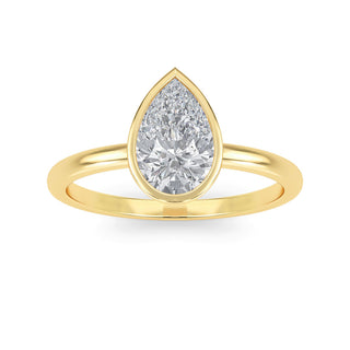 Pear Cut Modern Bezel Solitaire Engagement Ring 1.5 ct