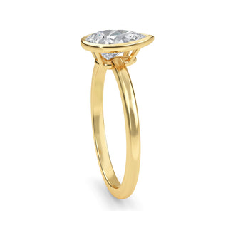 Pear Cut Modern Bezel Solitaire Engagement Ring 1.5 ct