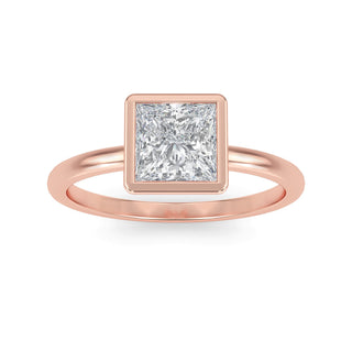 Princess Cut Bezel-Style Solitaire Engagement Ring 1.0 ct