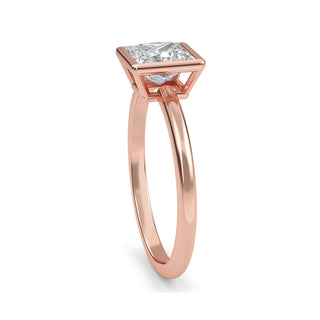 Princess Cut Bezel-Style Solitaire Engagement Ring 1.0 ct