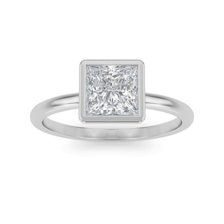 Princess Cut Bezel-Style Solitaire Engagement Ring 1.0 ct