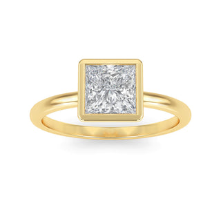 Princess Cut Bezel-Style Solitaire Engagement Ring 1.0 ct