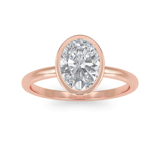 Oval Cut Bezel Solitaire Engagement Ring 1.0 ct