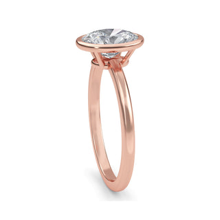 Oval Cut Bezel Solitaire Engagement Ring 1.0 ct