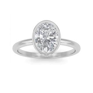 Oval Cut Bezel Solitaire Engagement Ring 1.0 ct