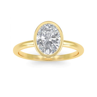 Oval Cut Bezel Solitaire Engagement Ring 1.0 ct