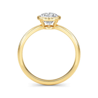 Oval Cut Bezel Solitaire Engagement Ring 1.0 ct