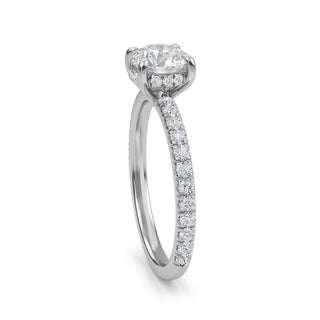 Round Cut Petite Pavé Engagement Ring 0.9 ct