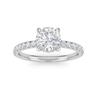 Round Cut Petite Pavé Engagement Ring 0.9 ct