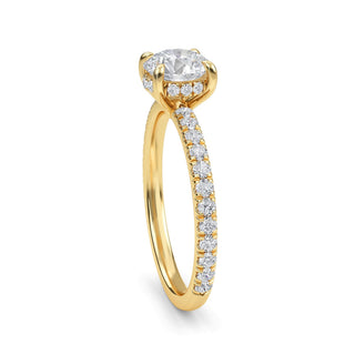 Round Cut Petite Pavé Engagement Ring 0.9 ct